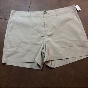 NWT Nordstrom Signature High-Rise Cotton Stretch Shorts in Beige SIZE‎ 16